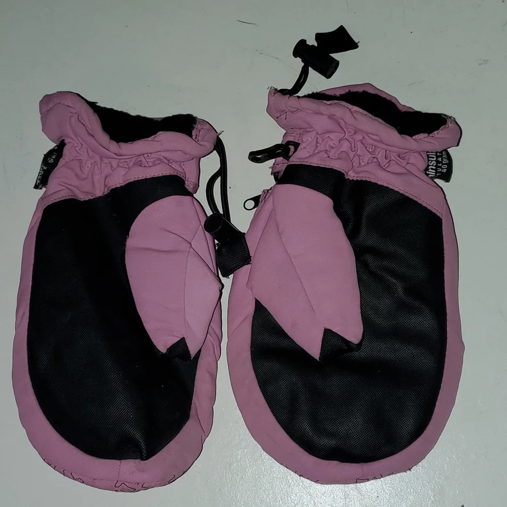 Thinsulate big girls fleece linned mittens with small zip poc…
